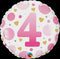18" ROUND FOIL AGE 4 PINK DOTS